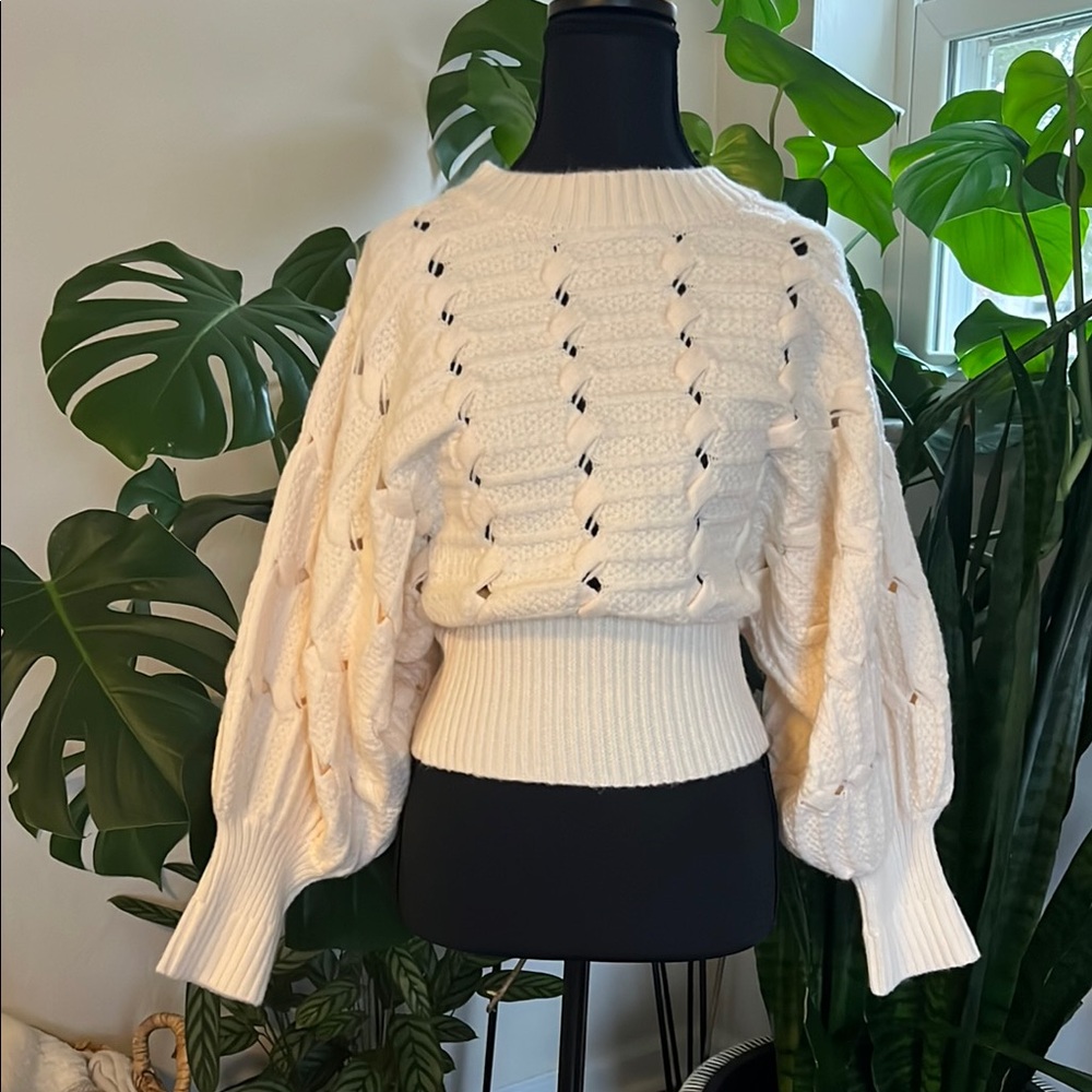 Elegant Cream Cable Knit Sweater